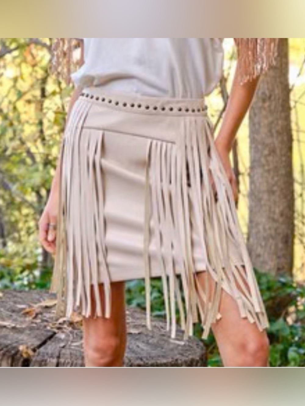Rocking C Vegan Leather Fringe Studded Mini Skirt XL NWT Concert Rodeo Western